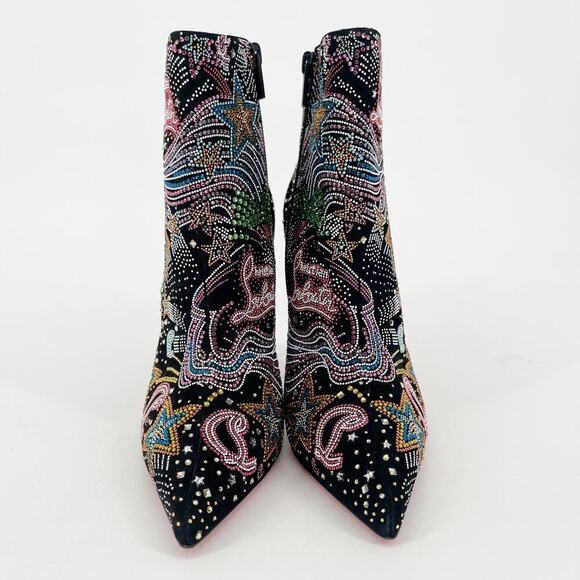 Christian Louboutin So Kate Starlight Strass Black Suede Crystal Booties EU 37.5 - Picture 5 of 13